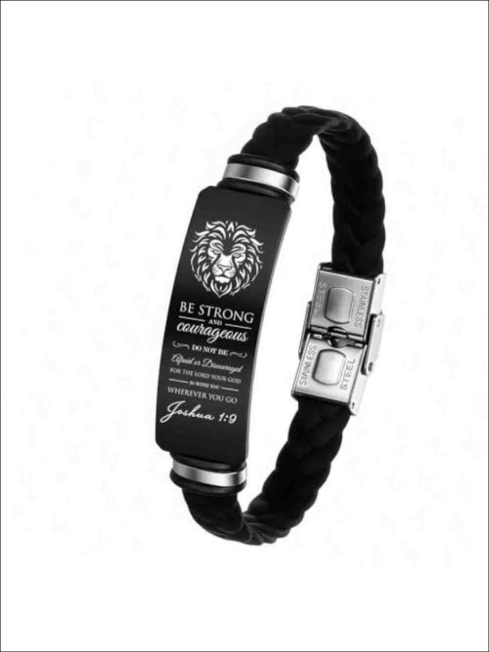 Men's Stainless Steel Bible Verse ID Bracelet Adjustable Christian Gift
